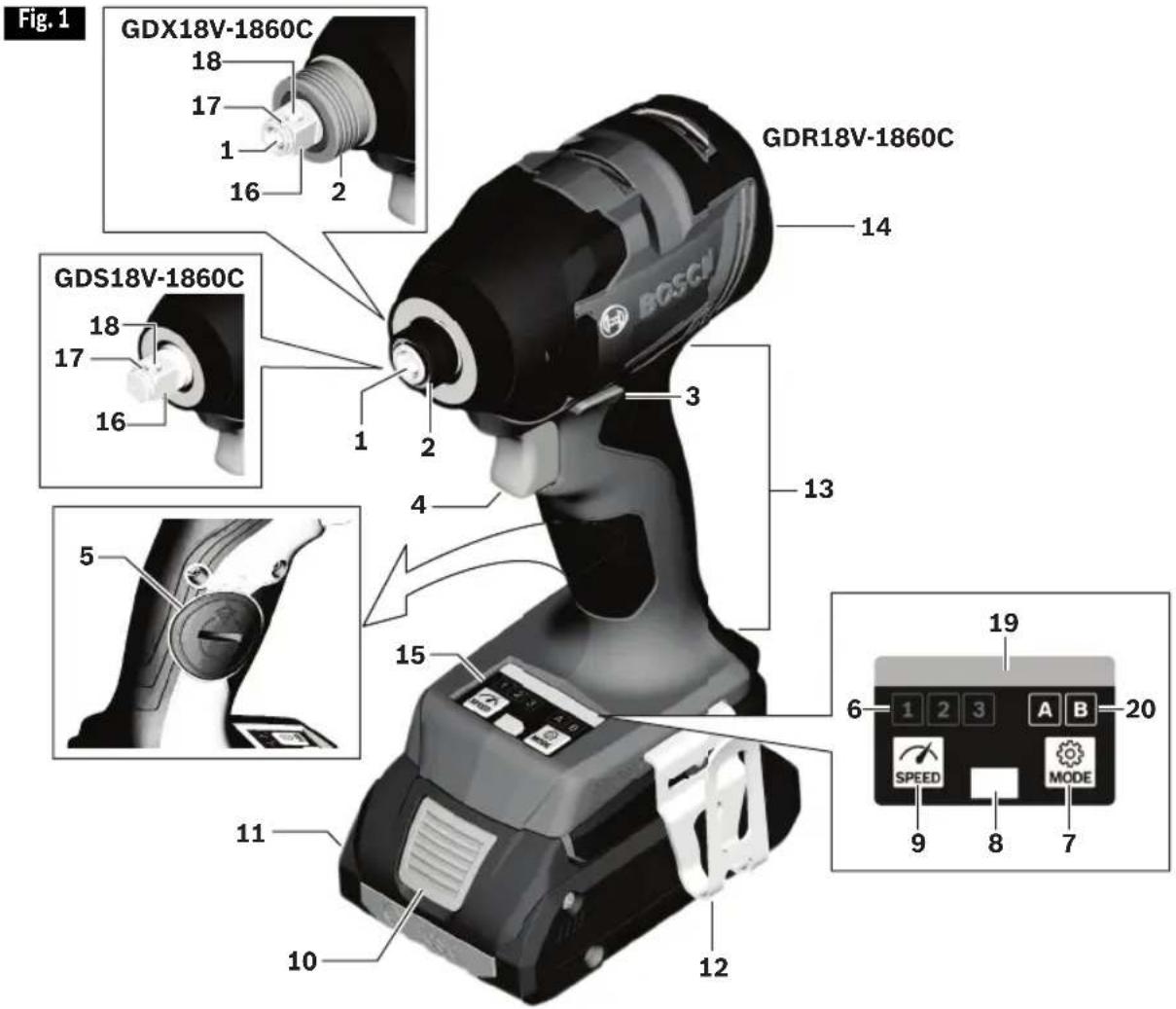 BOSCH GDX 18V-1860 C Professional - Cordless Impact Drivers GDR18V-1860C, GDS18V-1860C, GDX18V-1860C - 1