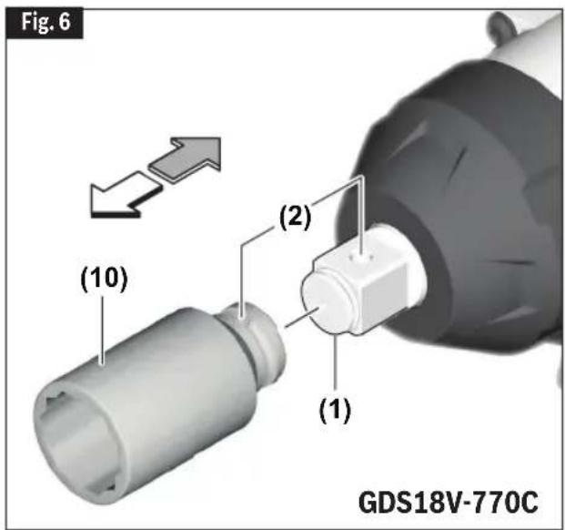 BOSCH GDS18V-740C Professional - Inserting and Removing Accessories - 4