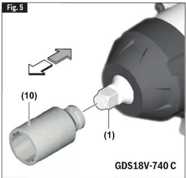 BOSCH GDS18V-740C Professional - Inserting and Removing Accessories - 3