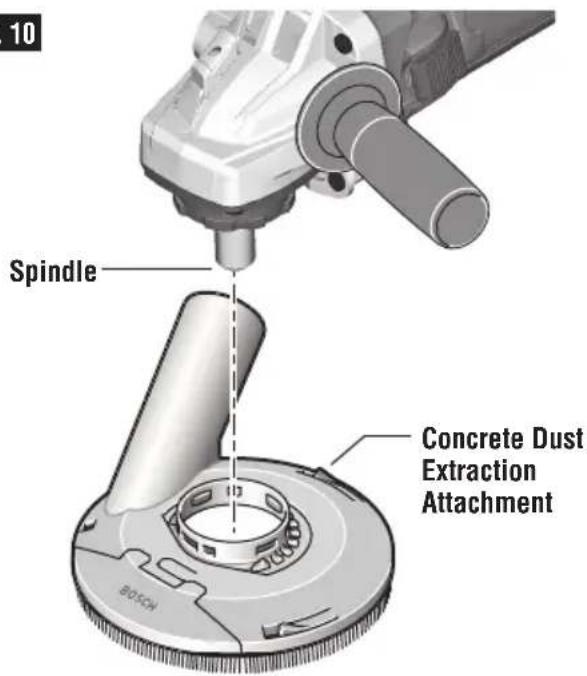 BOSCH GWS 10-450 P Professional - TO INSTALL CONCRETE DUST EXTRACTION ATTACHMENT (FIG. 10) - 1