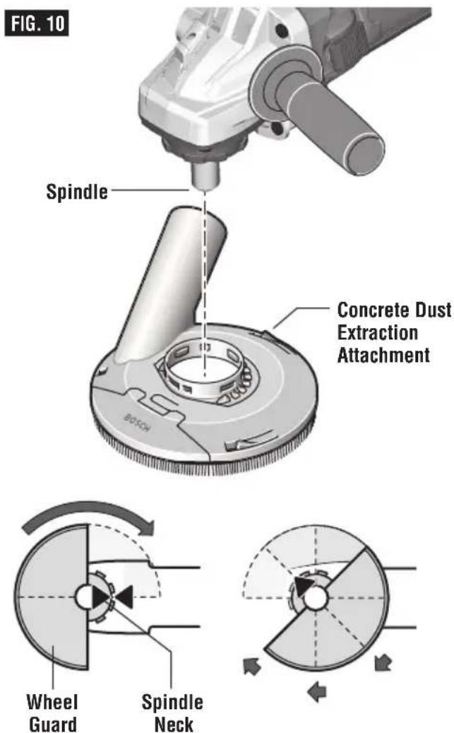 BOSCH GWS 10-450 PD Professional - TO INSTALL CONCRETE DUST EXTRACTION ATTACHMENT (FIG. 10) - 1