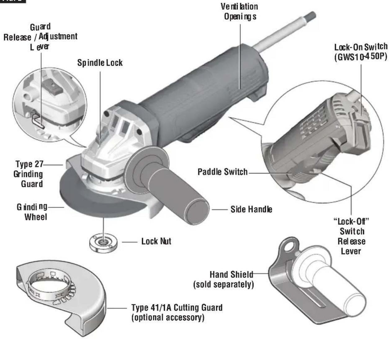 BOSCH GWS 10-450 PD Professional - Angle Grinder with Paddle Switch - 1