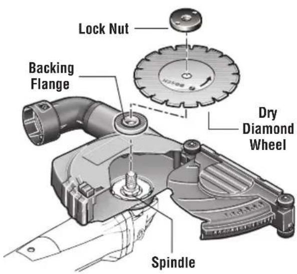 BOSCH GWS 10-450 PD Professional - INSTALLING DRY DIAMOND WHEEL (Fig. 13) - 1