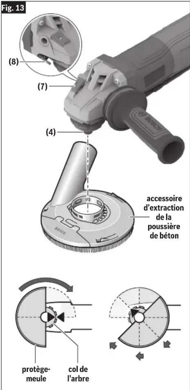 BOSCH GWS 14-50 B Professional - Installation de l'accessoire d'extraction de la poussiere - 1