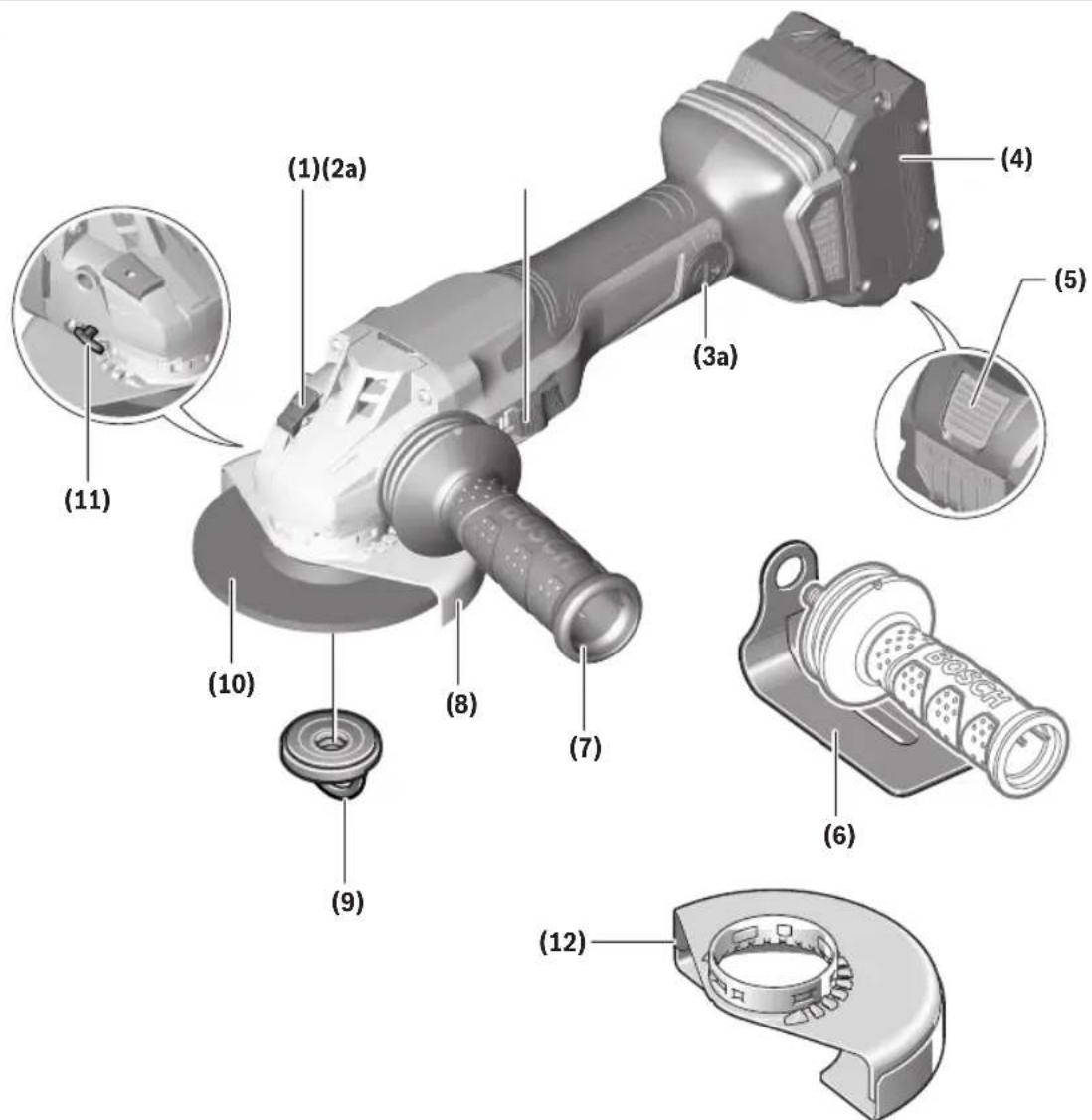 BOSCH GWS 18V-13P Professional - GWS18V-13C Cordless Angle Grinder with Side Switch - 1