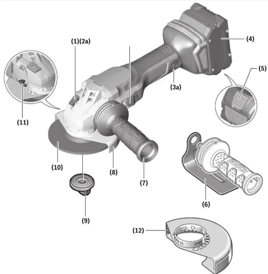 BOSCH GWS 18V-13P Professional - Meuleuses d'angles avec interrupteur coulissant GWS18V-13C - 1