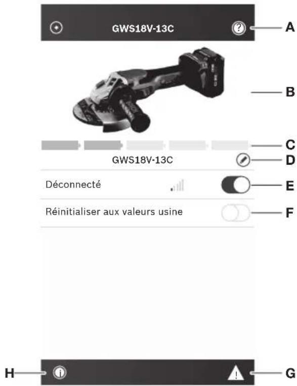 BOSCH GWS 18V-13P Professional - Utilisation de l'appli « bosch toolbox » (boîte à outils bosch) (GWS18V-13C) - 1