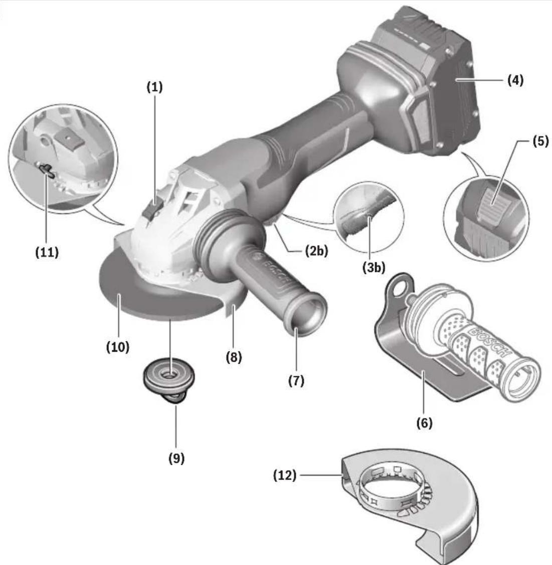 BOSCH GWS 18V-13P Professional - GWS18V-13P Cordless Angle Grinder with Paddle Switch - 1