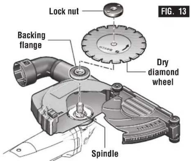 BOSCH GWS 18V-45 C Professional - INSTALLING DRY DIAMOND WHEEL (Fig. 13) - 1