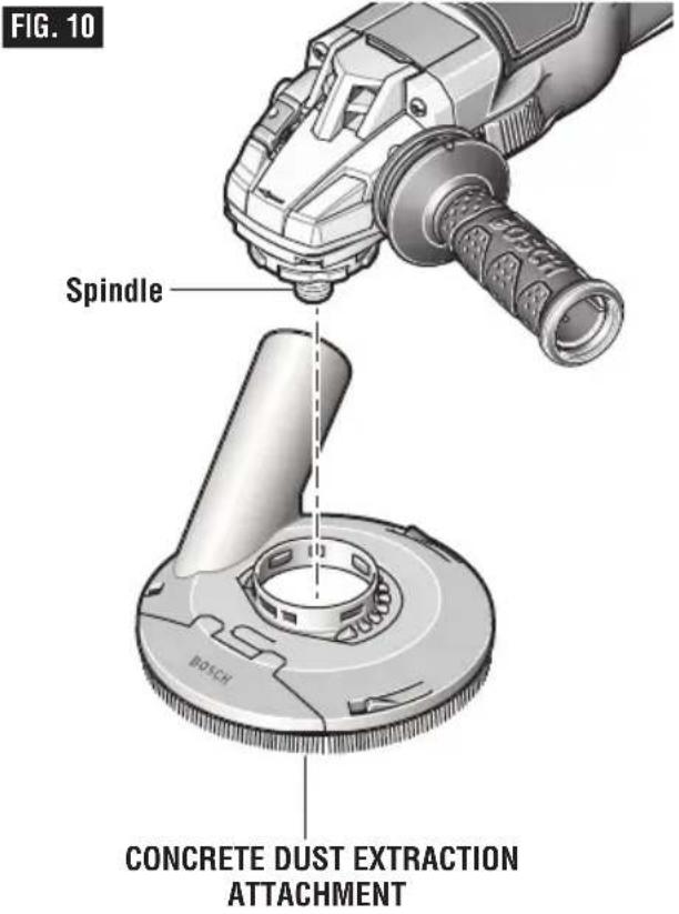 BOSCH GWS 18V-45 C Professional - TO INSTALL CONCRETE DUST EXTRACTION ATTACHMENT (FIG. 10) - 1