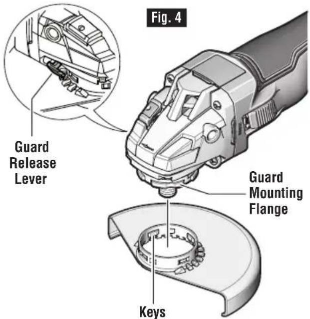 BOSCH GWS 18V-45 C Professional - Wheel guard must be attached when using - 1