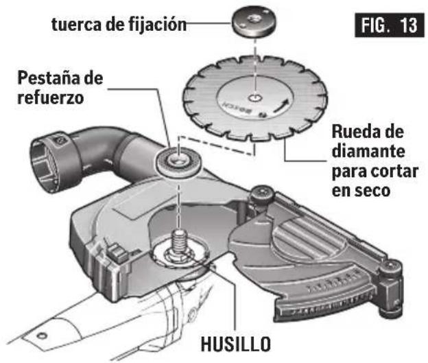 BOSCH GWS 18V-45 C Professional - INSTALACION DE LA RUEDA DE DIAMANTE PARA CORTAR EN SECO (FIG. 13) - 1