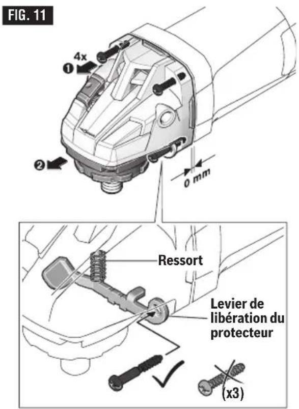 BOSCH GWS 18V-45 C Professional - INSTALLATION D'UN DISPOSITIF DE PROTECTION POUR UN OUTIL DE COUPE DE MACONNERIE DE TYPE 1 - 1