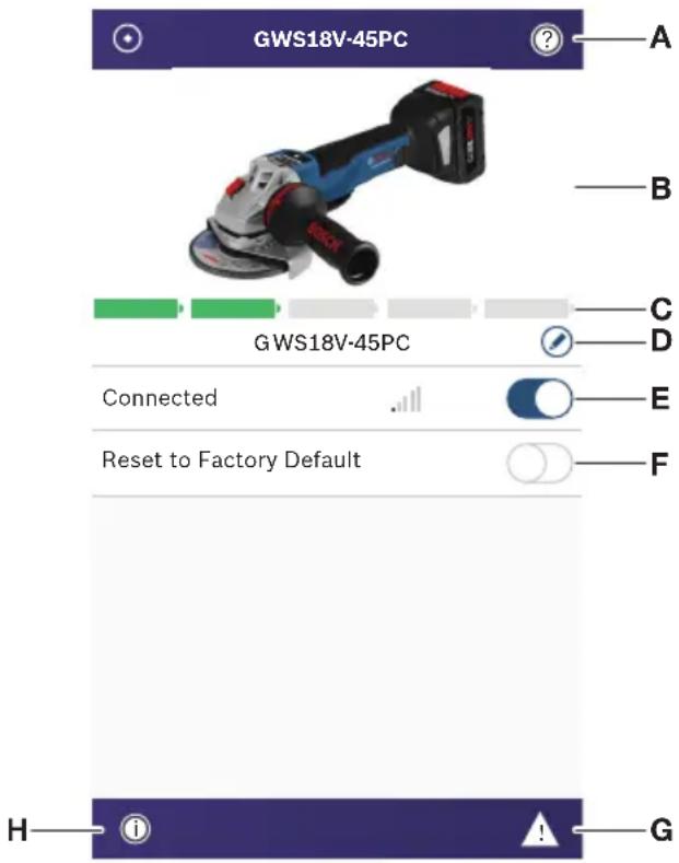 BOSCH GWS 18V-45 C Professional - Using 'Bosch Toolbox' App - 1