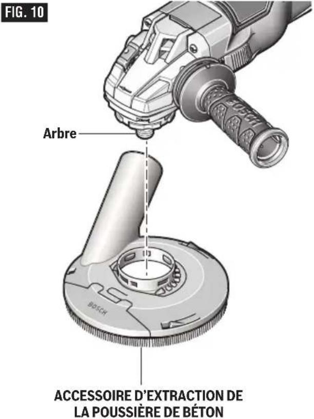 BOSCH GWS 18V-45 C Professional - INSTALLATION DE L'ACCESSOIRE D'EXTRACTION DE LA POUSSIERE (FIG. 10) - 1