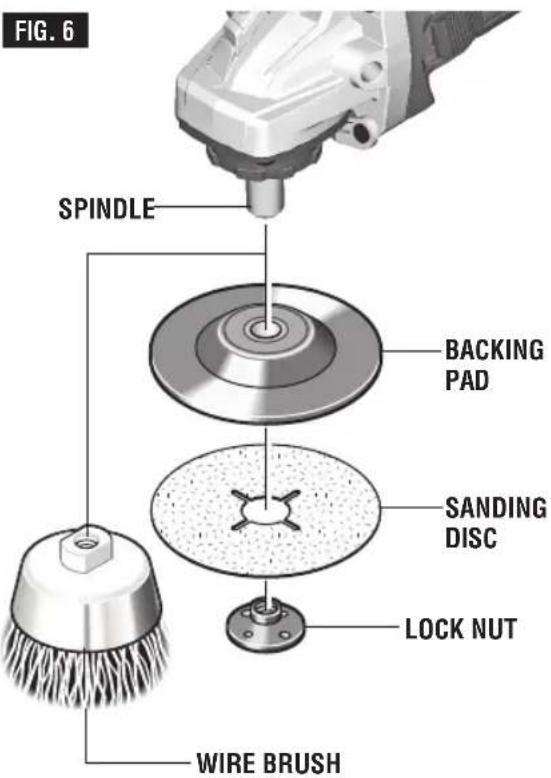 BOSCH GWS 10-45 E Professional - TO INSTALL BACKING PAD AND SANDING DISC - 1