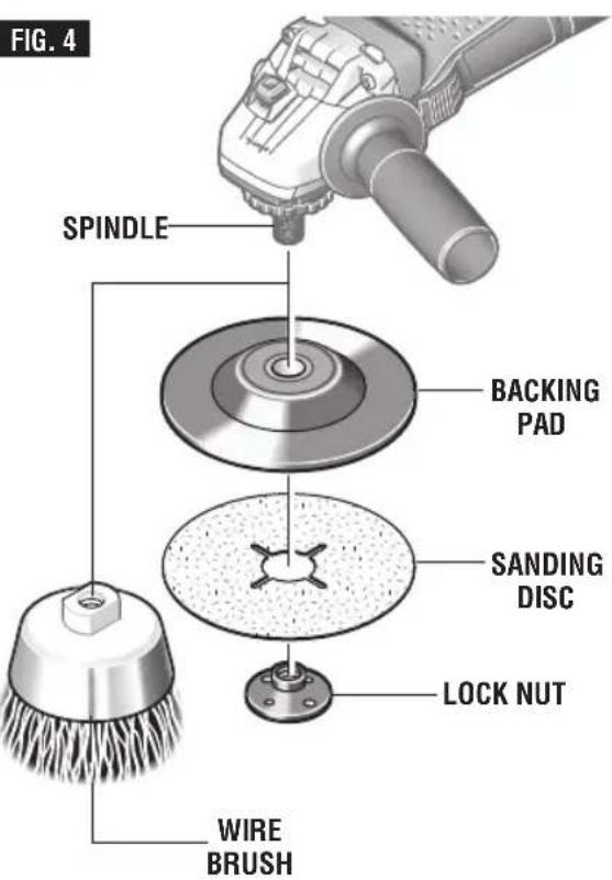 BOSCH GWS 8-45 Professional - TO INSTALL BACKING PAD AND SANDING DISC - 1