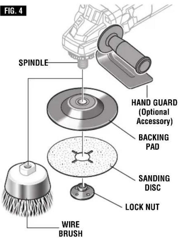 BOSCH GWS 9-45 Professional - TO INSTALL BACKING PAD AND SANDING DISC - 1