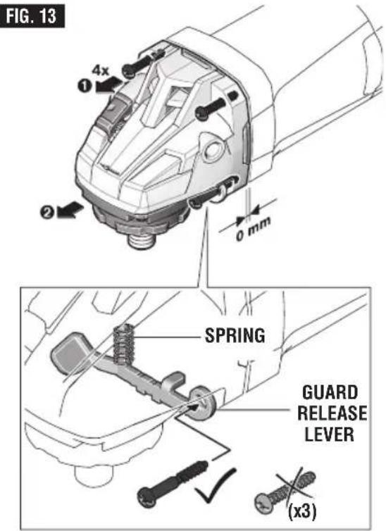 BOSCH GWS 13-50 VS Professional - Installing Masonry Type 1 Cutting Guard: - 1