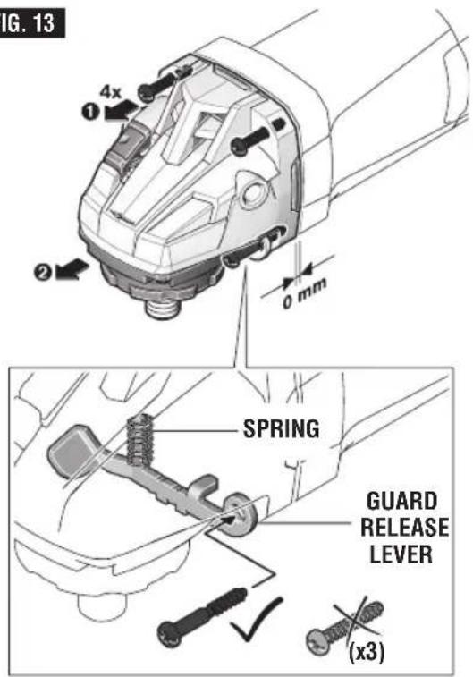 BOSCH GWS13-50PD Professional - Installing Masonry Type 1 Cutting Guard: - 1