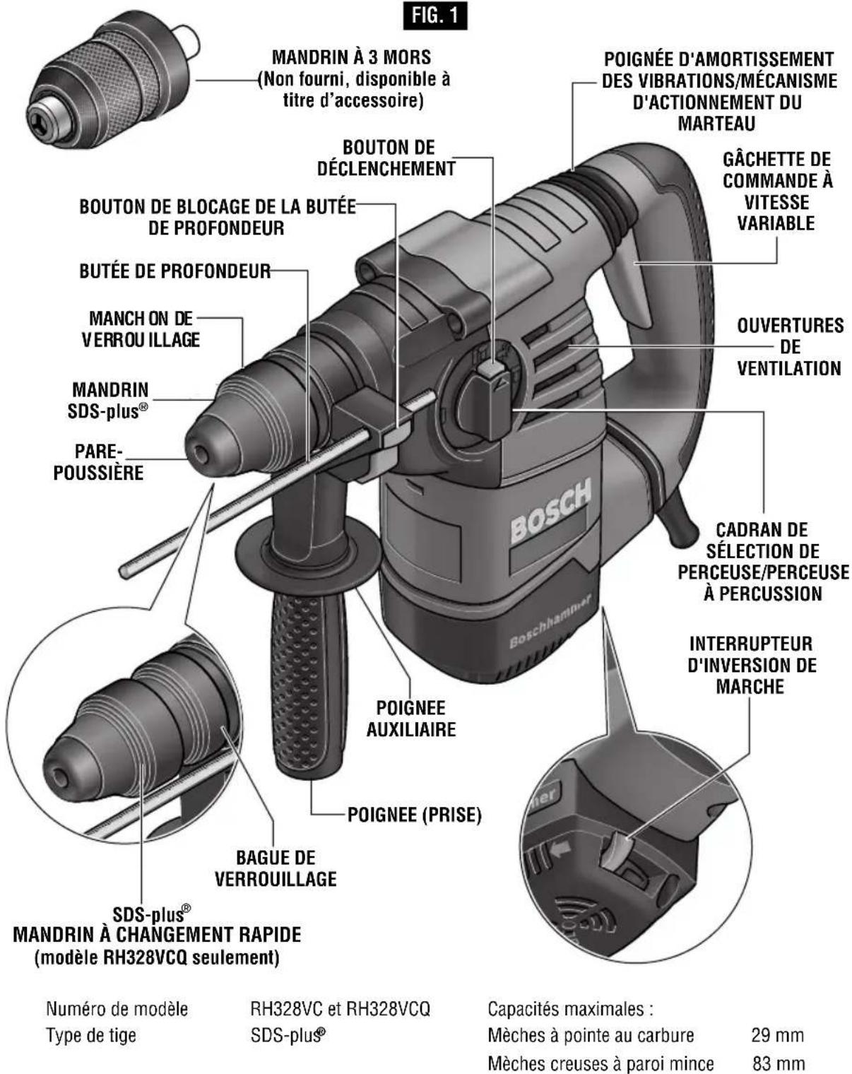 BOSCH RH328VCQ Professional - Marteau rotatif - 1