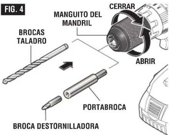 BOSCH GSB18V-535C Professional - Colocación de las brocas - 1