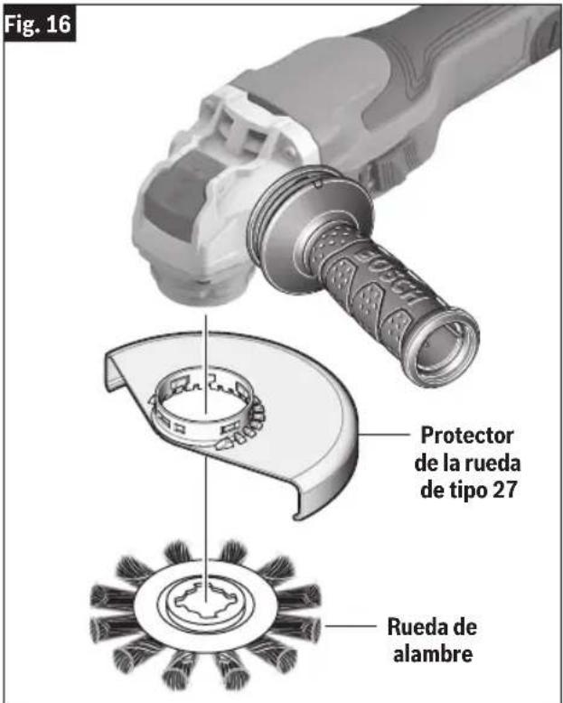 BOSCH GWX18V-13P Professional - Para instalar una rueda de alambre (Fig. 16) - 2