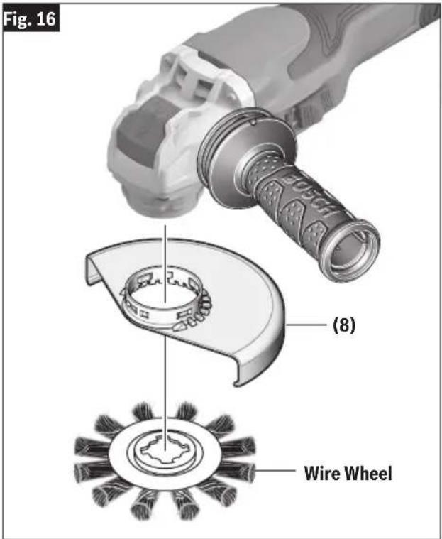BOSCH GWX18V-13P Professional - To install wire wheel (Fig. 16) - 2