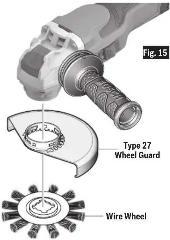 BOSCH GWX18V-13C Professional - To install wire wheel (Fig. 15) - 2