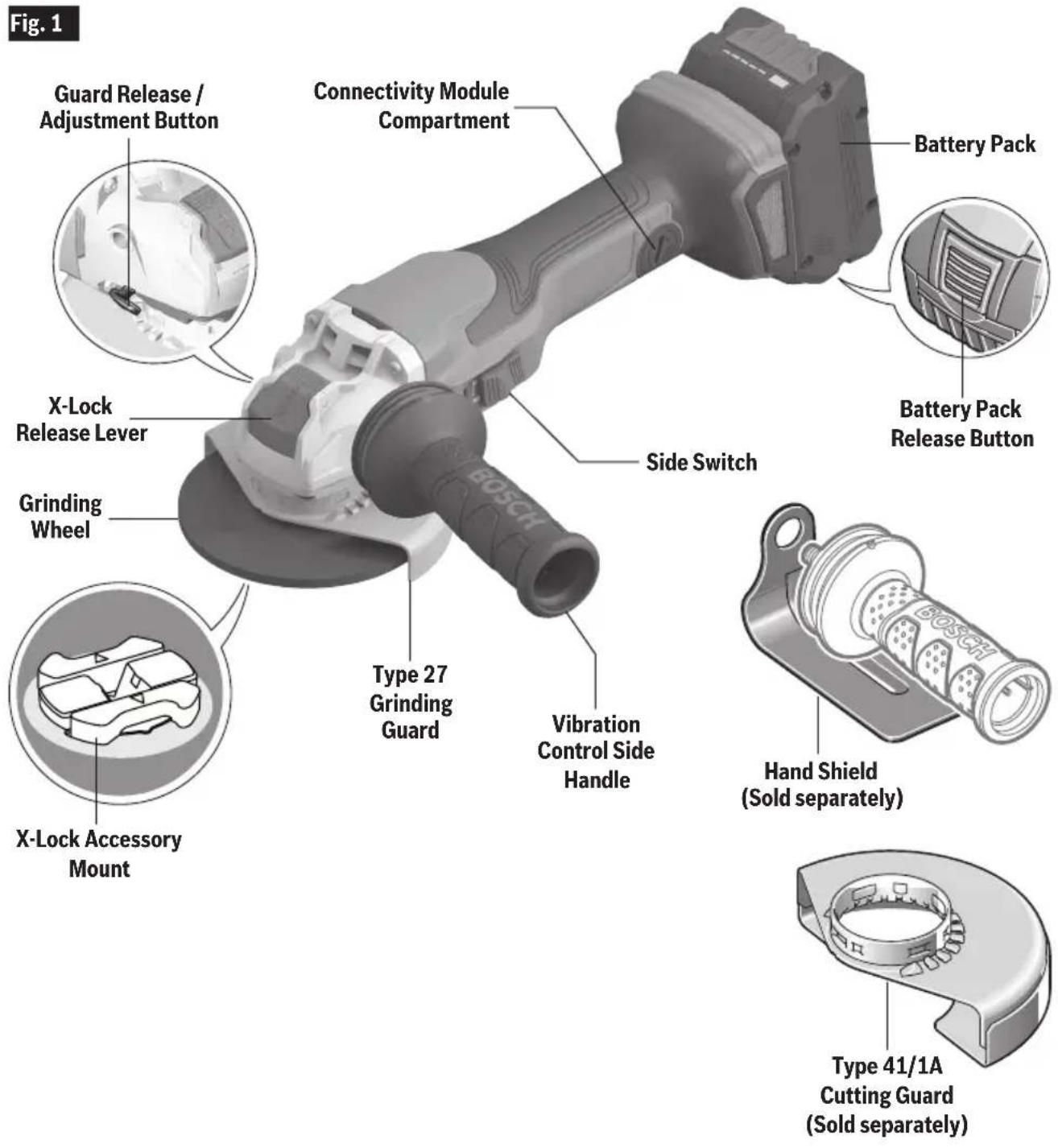 BOSCH GWX18V-13C Professional - Cordless Angle Grinder with Side Switch - 1