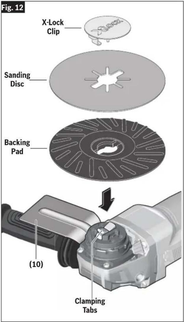 BOSCH GWX14-60PBD Professional - To Install Backing Pad and Sanding Disc (Fig. 12) - 1