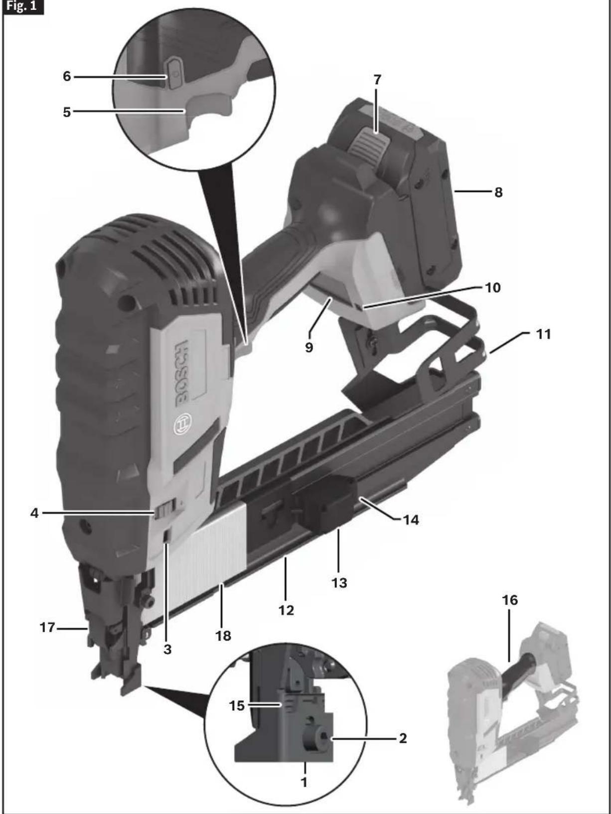 BOSCH GTH 18V-50 M Professional - Familiarisez-vous avec votre agrafeuse pour agrafes intermédiaires GTH18V-50M - 1