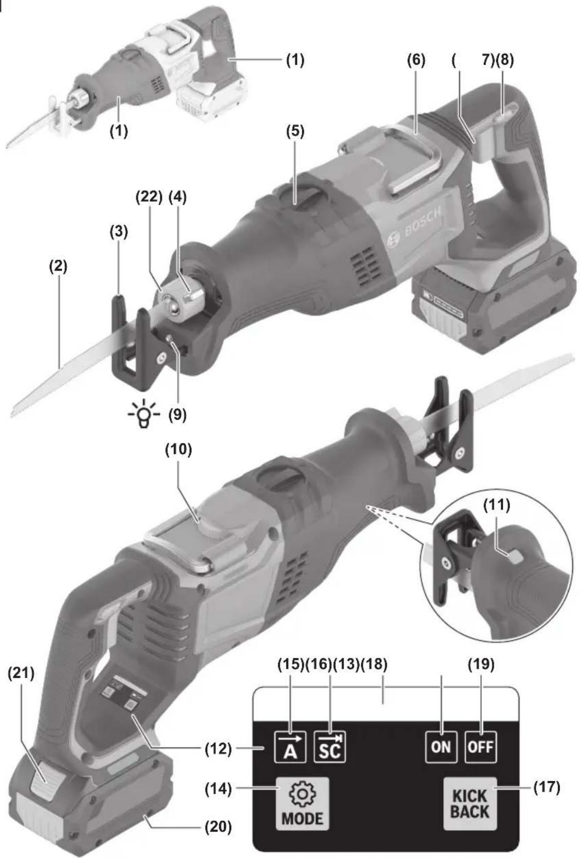 BOSCH GSA 18V-126 Professional - Familiarisez-vous avec votre scie alternative GSA18V-126 - 1