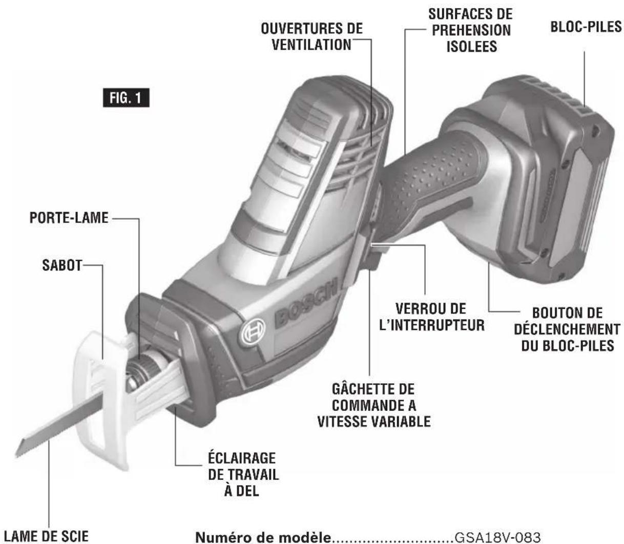 BOSCH GSA 18V-083 Professional - AVERTISSEMENT - 1