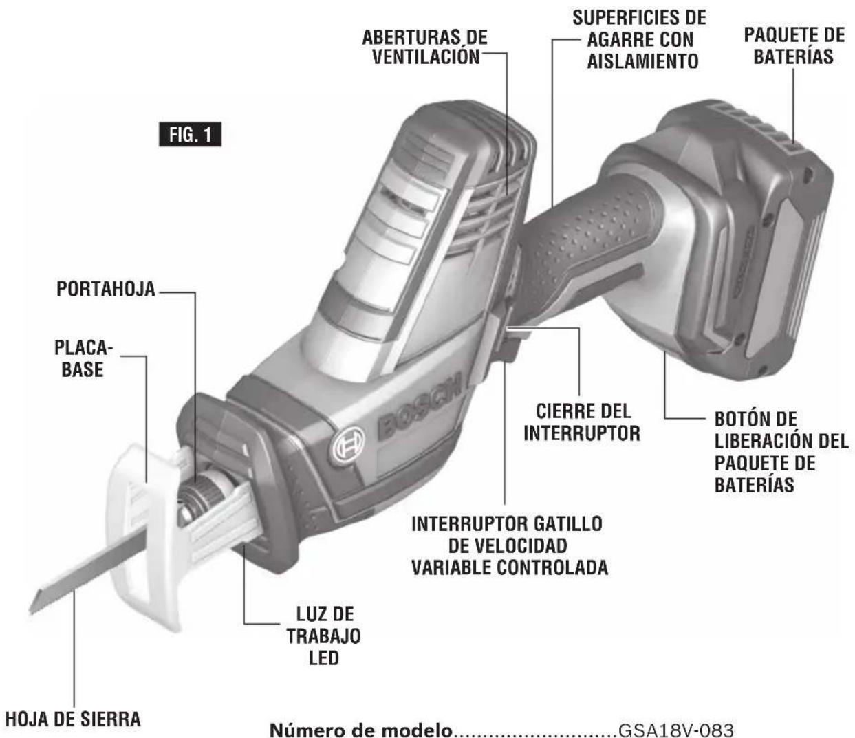 BOSCH GSA 18V-083 Professional - ADVERTENCIA - 1