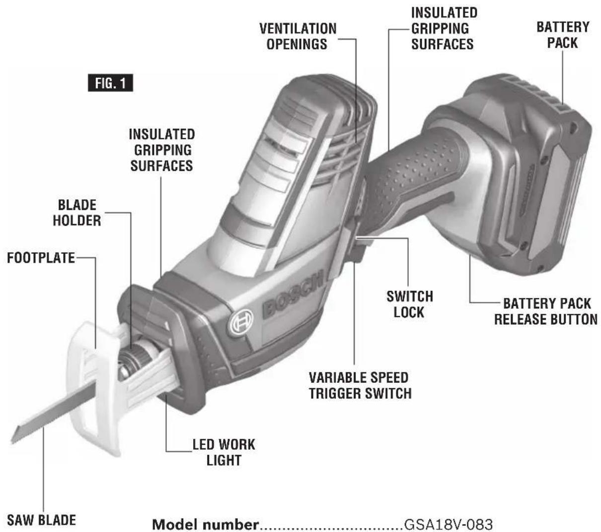 BOSCH GSA 18V-083 Professional - WARNING - 1
