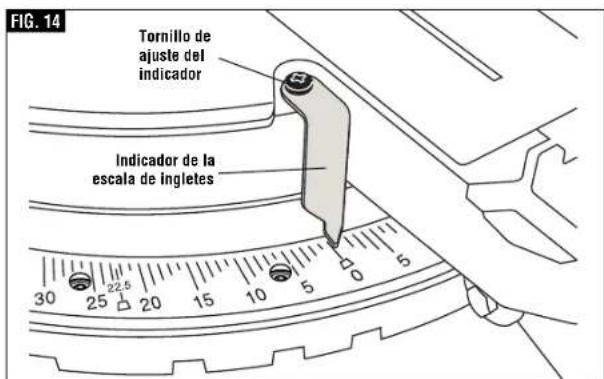 BOSCH CM8S Professional - ▼ AJUSTE DEL INDICADOR DE LA ESCALA DE INGLETES - 3