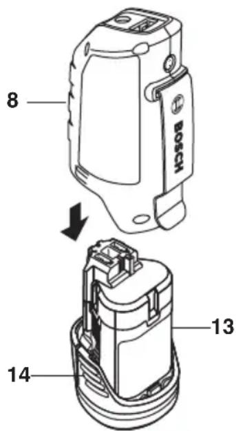 BOSCH GHH 12V-20 Professional - INSERCION Y LIBERACION DEL PAQUETE DE BATERIA - 1
