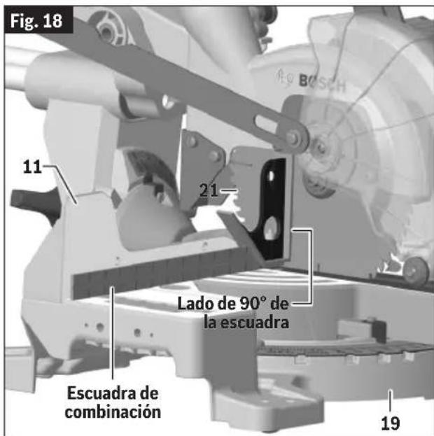 BOSCH GCM18V-07S Professional - Comprobación del ajuste del tope de bisel a 0° - 2