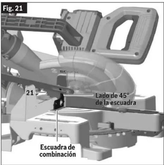 BOSCH GCM18V-07S Professional - Comprobación del ajuste del tope de bisel a 45° - 1