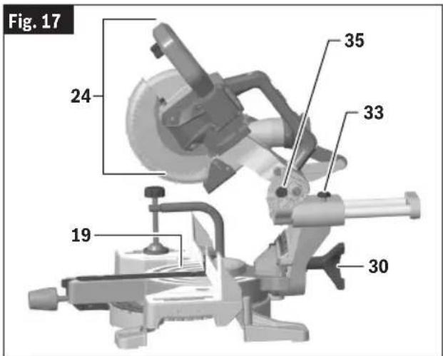 BOSCH GCM18V-07S Professional - Comprobación del ajuste del tope de bisel a 0° - 1