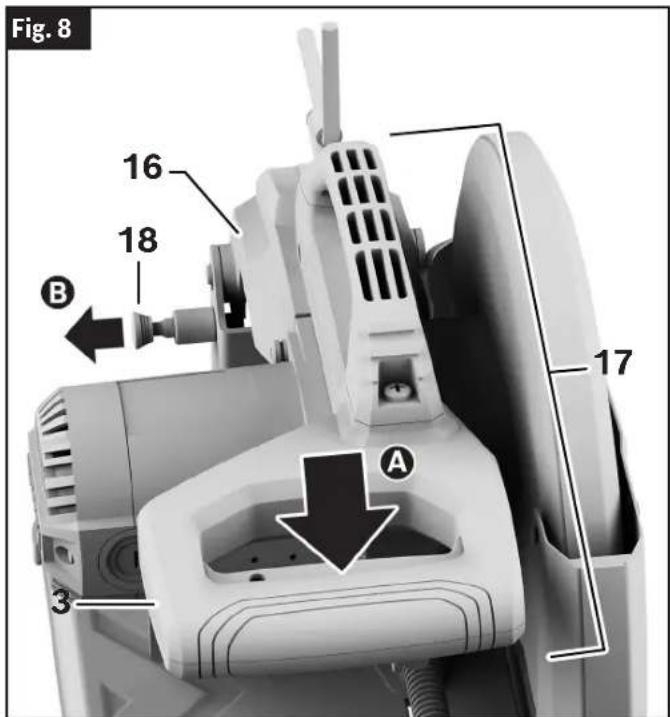 BOSCH GCO15-14 Professional - Pour désengager le goujon de verrouillage de l'ensemble de tête - 1