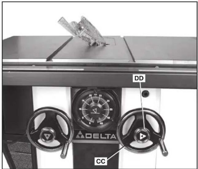 DELTA UNISAW 36‑L552 - POSITIONNEMENT DU COUTEAU SÉPARATEUR - 1