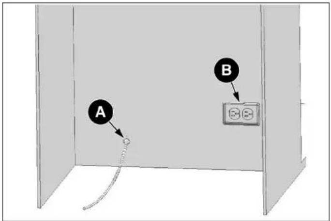 BERTAZZONI RLD603UFPNS - PREPARAZIONE DELL'ATTACCO DEL TUBO DELL'ACQUA E DEL COLLEGAMENTO ELETTRICO - 1