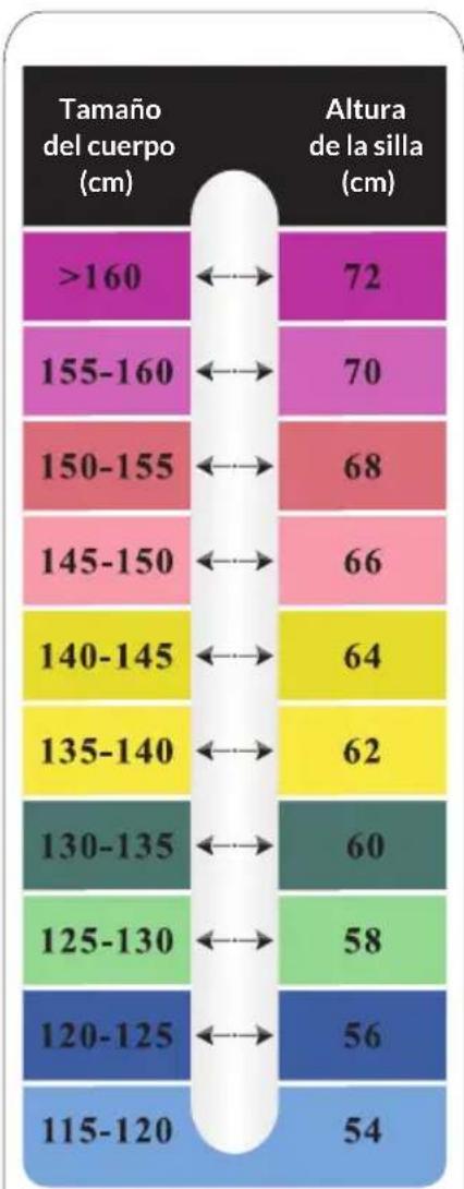 Blumfeldt Tommi X - Ajustes recomendados para cada tamaño de cuerpo - 2