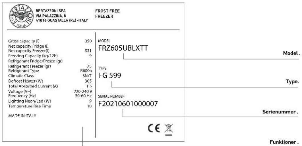 BERTAZZONI FRZ755UBLPTT - Vigtigt - 2