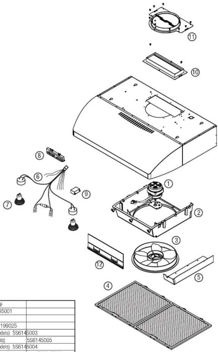 Air King AB36SS - REPLACEMENT PARTS DIAGRAM - 1