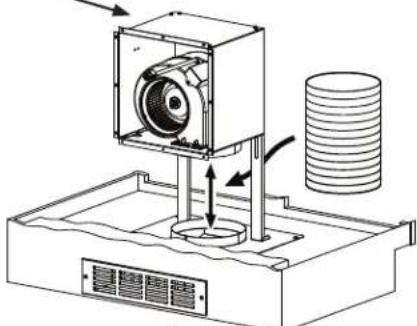 VIKING ARKD - Ventilateur fixé à la hotte encastrée à l'aide des pieds de montage. - 3