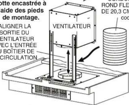 VIKING ARKD - Ventilateur fixé à la hotte encastrée à l'aide des pieds de montage. - 1