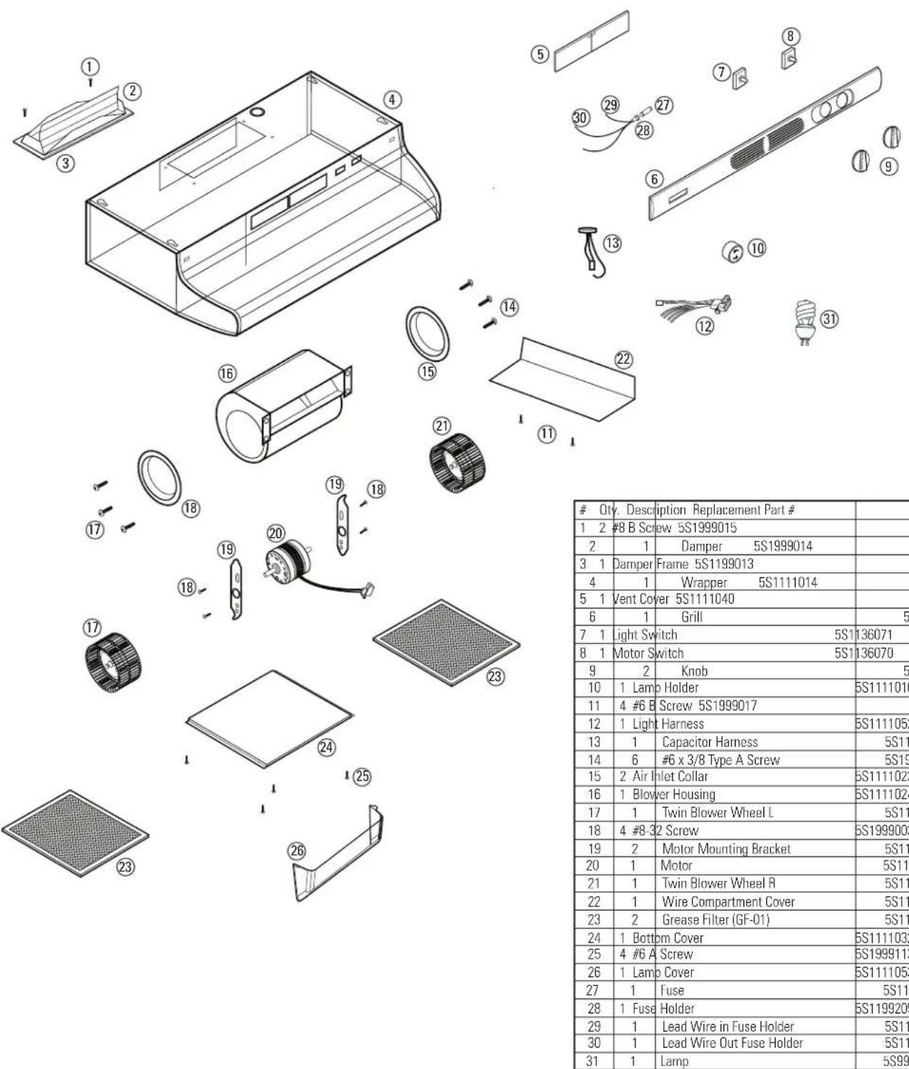 Air King ESDQ1243 - REPLACEMENT PARTS DIAGRAM - 1